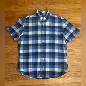 GAP Oxford 100% Cotton Gingham Blue & White Checkered Button Up Shirt Size M